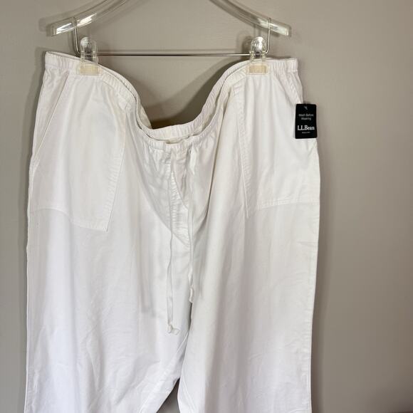 LL Bean Classic Fit Sunwashed Canvas Pants Pull On Pockets White Casual 3X New - Picture 2 of 5